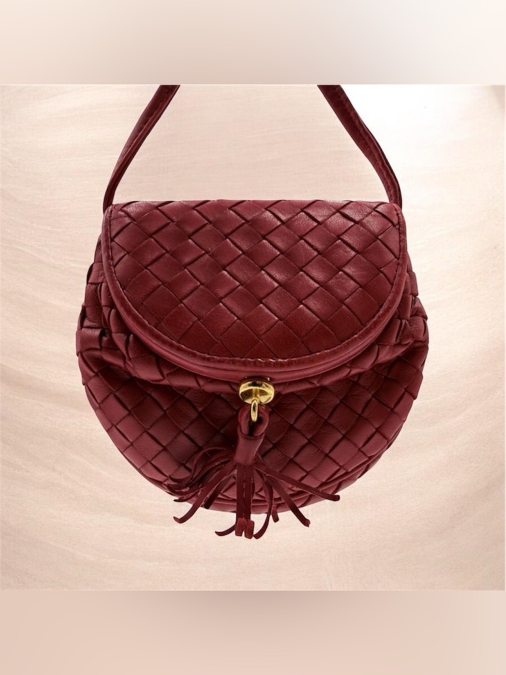 AUTH BOTTEGA VENETA Mini WOC Bag Intrecciato Bordeaux Ruby Lambskin AUTHENTIC